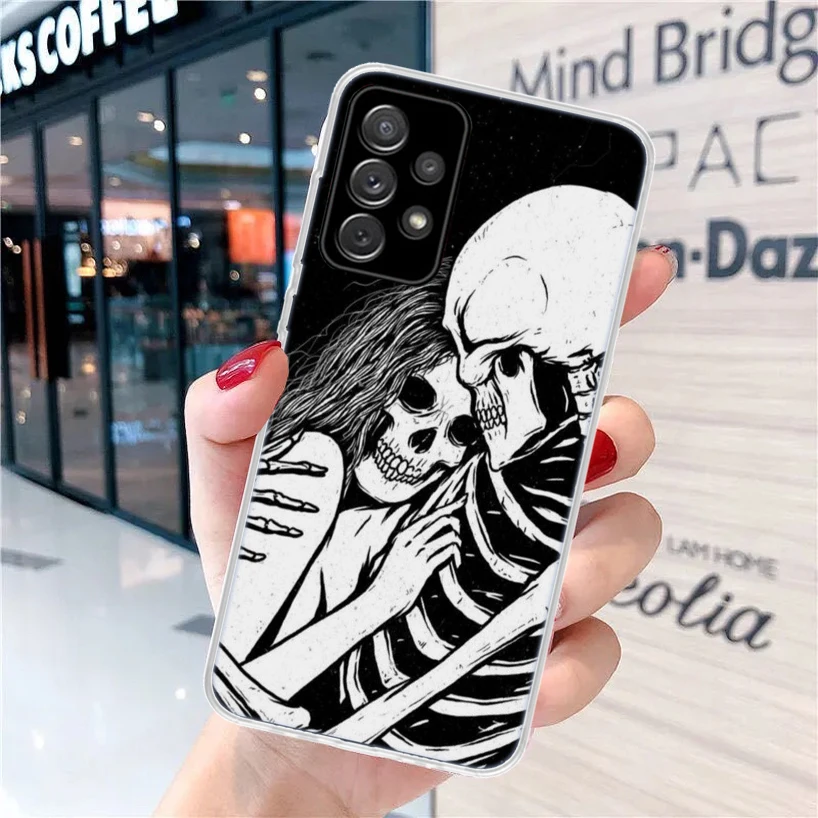 Spooky Skull Funny Dance Skeleton Soft Phone Case for Samsung A55 A54 A53 A52 A15 A14 A13 A12 A25 A24 A23 A22 A35 A34 A33 A32 A0