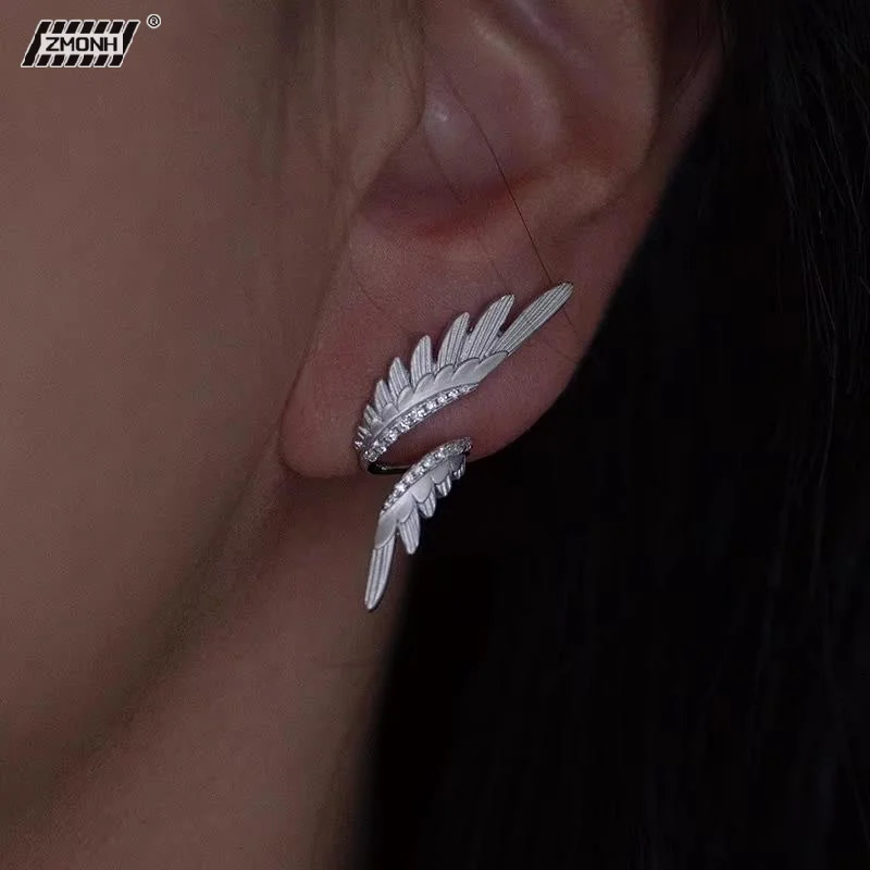 

[H]Simple Alloy Long Wing Stud Temperament Earrings Silver Wings Shape Elf Ear Cuff Earrings Jewelry Accessories Gifts