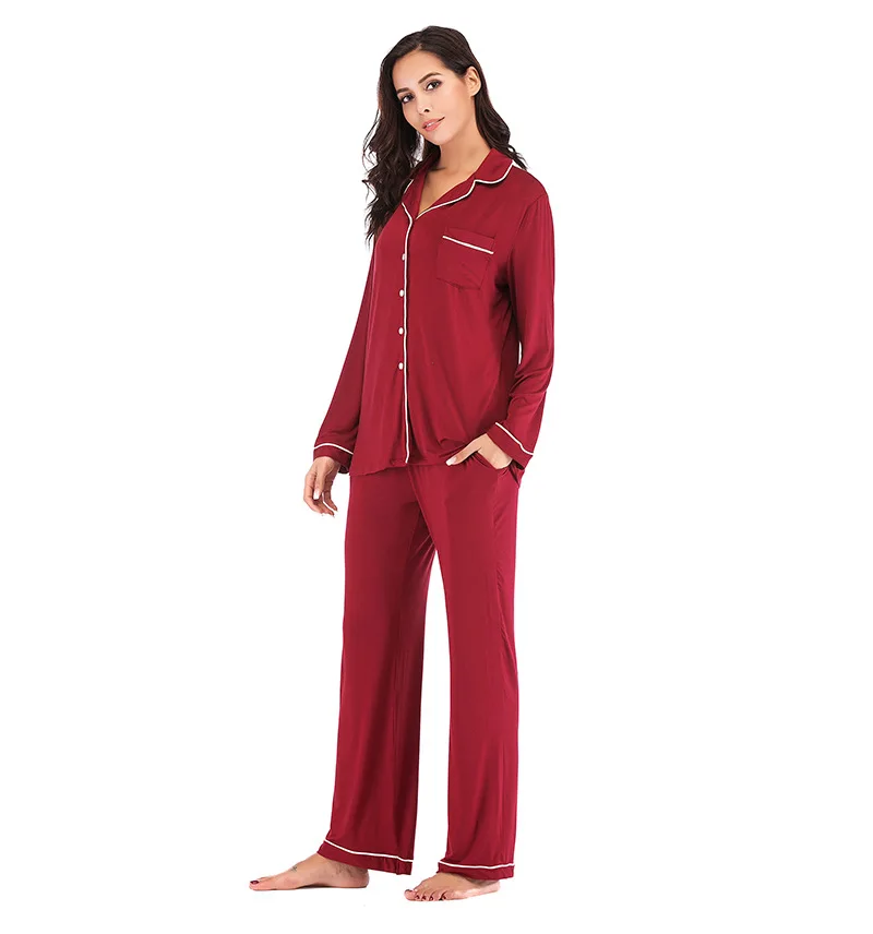 Conjunto de pijamas modais de duas peças para mulheres, loungewear, pijamas, camisola de lazer, roupas domésticas, terno feminino