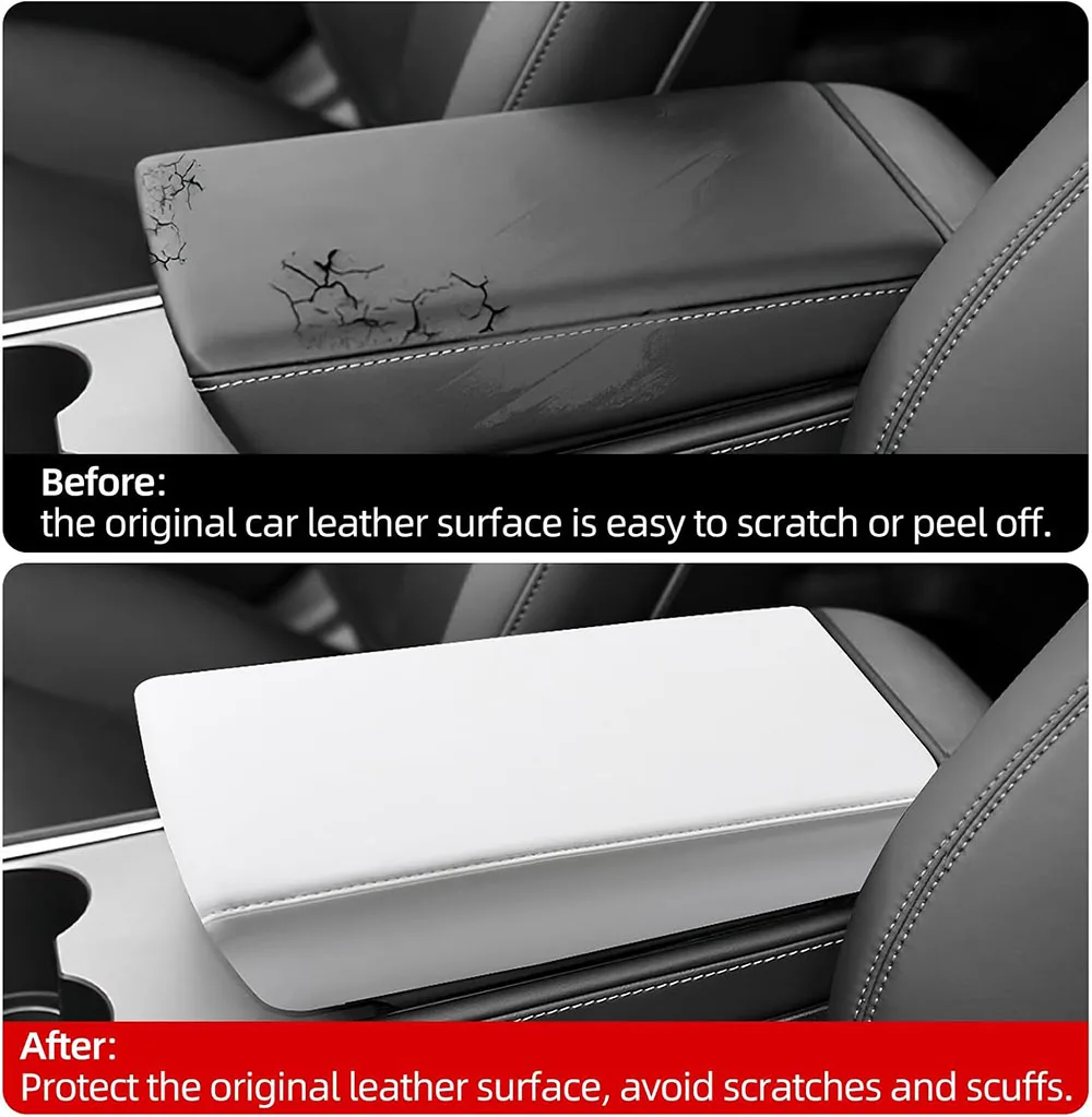 Für 2025 2026 Tesla Model Y Juniper Model 3 Highland Leder Armlehne Box Abdeckung Auto Mittelkonsole Deckel Innen Zubehör – Detail 2