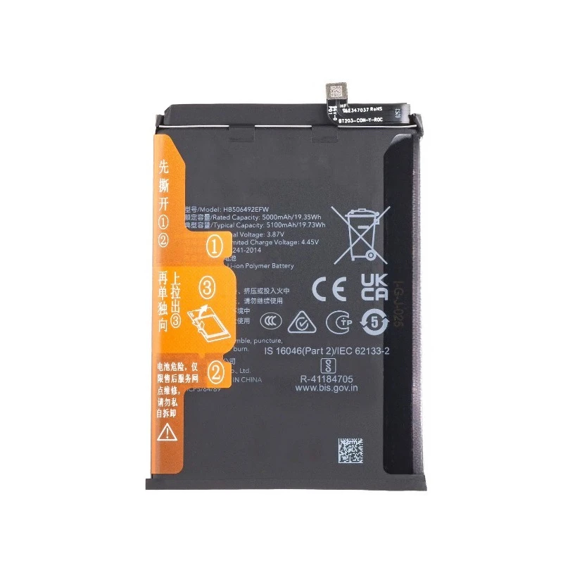 New HB506492EFW 3.87V 5100mAh High Quality Battery for Honor Magic5 Lite/X9a 5G RMO-NX1/NX3 HB506492EFW Battery
