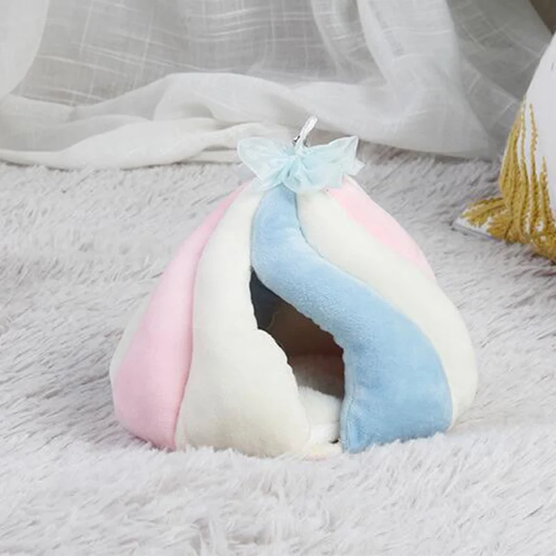 Small Pet Kennel Colorful Comfortable Hamster Hammock Cage Hamster Winter Warm Bed Pets Soft Hanging House