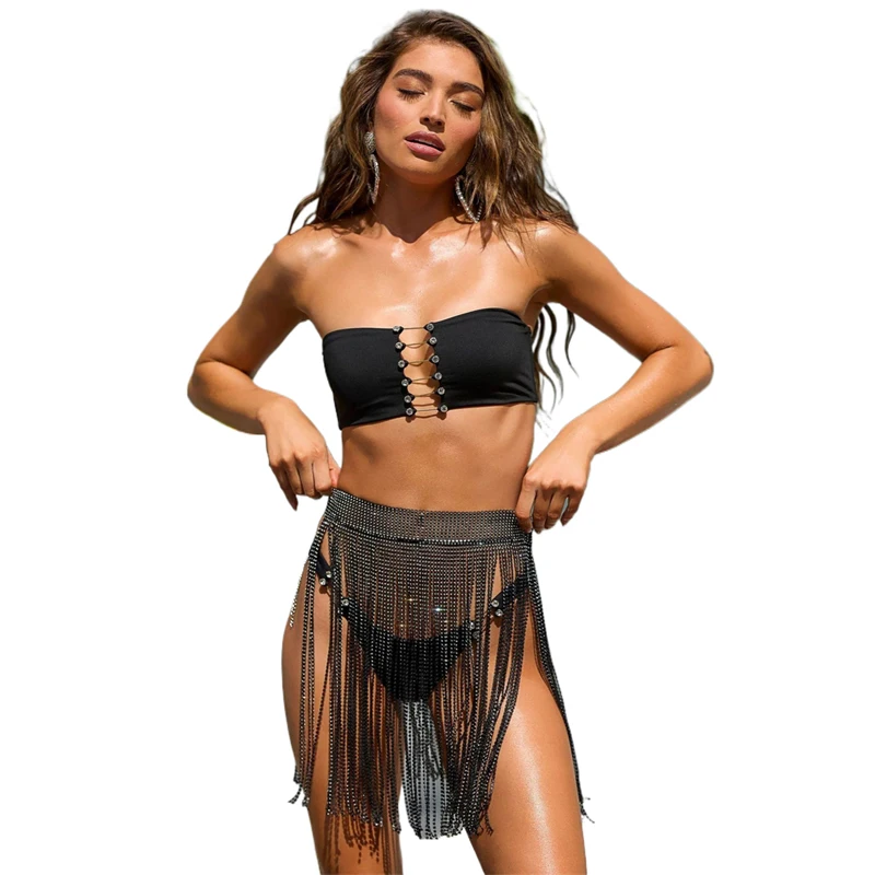Hochwertige Miniröcke für Damen, Frühling 2024, Sommer, lässige Strandröcke, Quaste, Y2K-Kleidung, Schwarz, Weiß, Orange, Rose, Rot, Grün – Detail 2