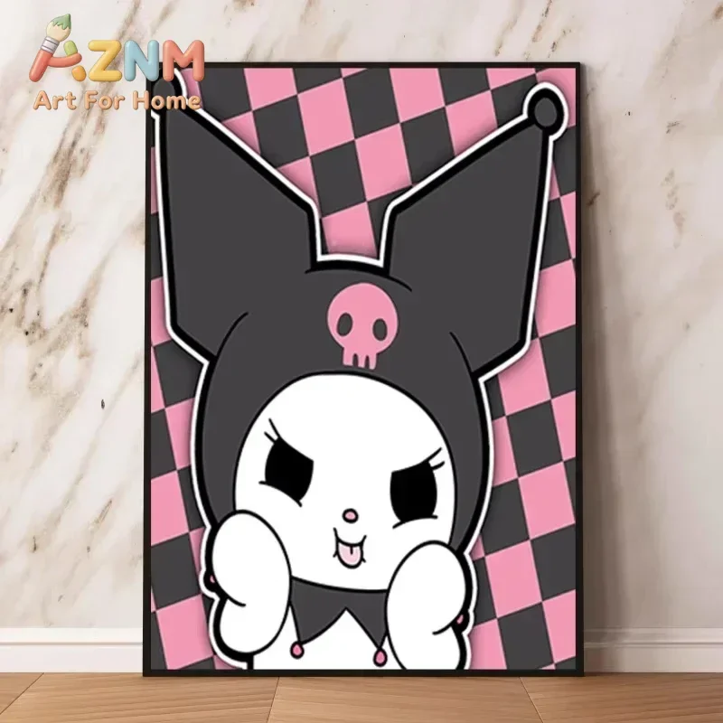 AZNM Kuromi My Melody Sanrio Cute Cartoon Canvas Wall Art Canvas Print Kids Room Home Decor Poster