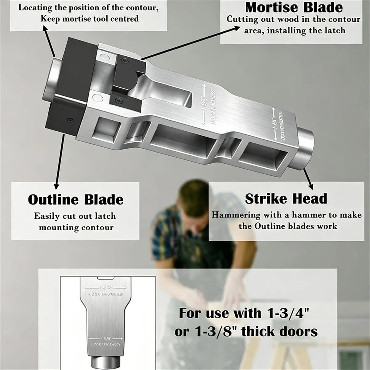 Professional Woodworking Door for Mortise Tool Upgraded Aluminum Alloy Universal Chiseling Tool Carpentry Projects
