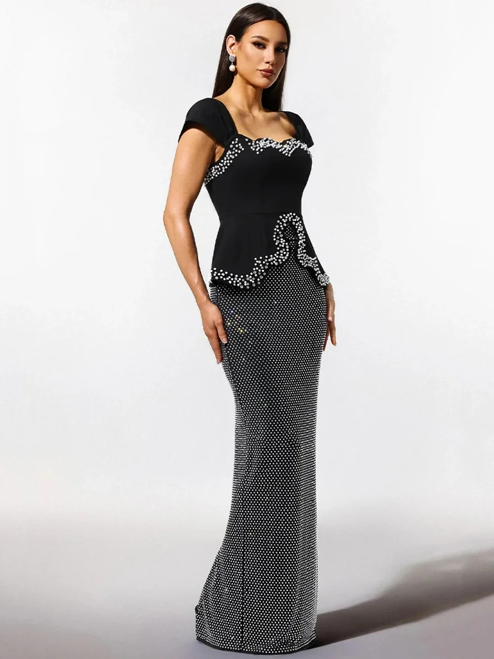 

For Women Chic Dresses Summer Off Shoulder Vestidos Luxury Beaded Long Dress Night Out Club Elegant Party Birthday Dresses