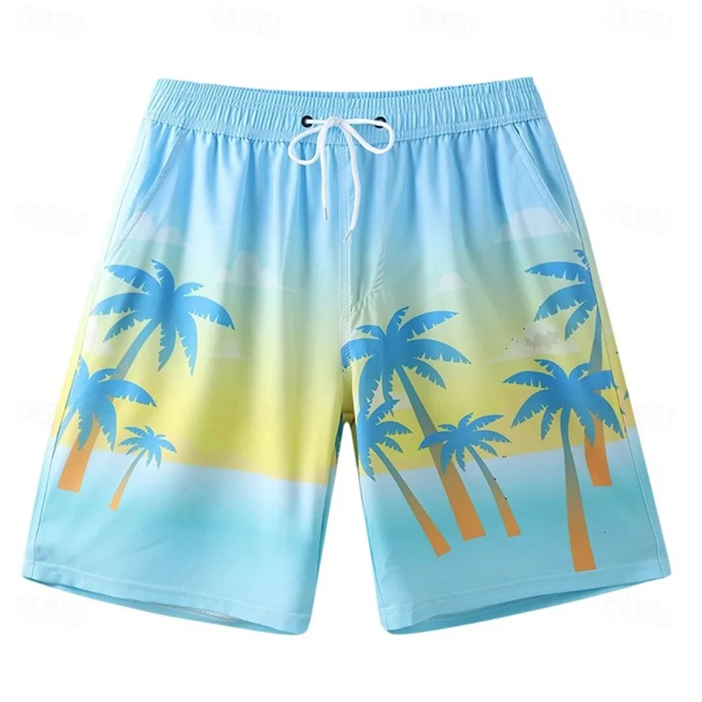 2026 Summer Coconut Tree Printed Quick Drying Loose Beach Shorts Beach Vacation Hawaii Parent Child Shorts FamilyMatching、kids