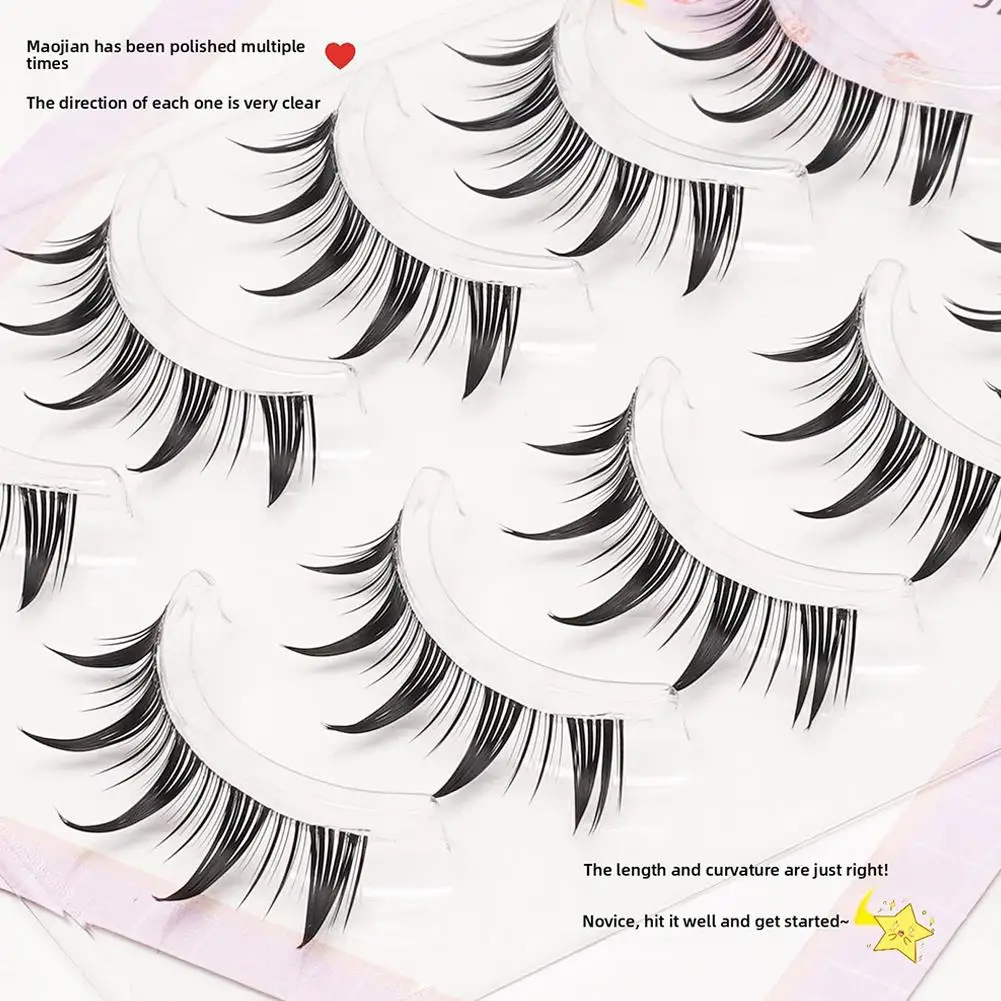 Manga Lashes ดูธรรมชาติขนตาปลอมอะนิเมะ Lashes ขนตาปลอมขนตาปลอม Cross Spiky Fluffy Volume คอสเพลย์ Kore F7N6