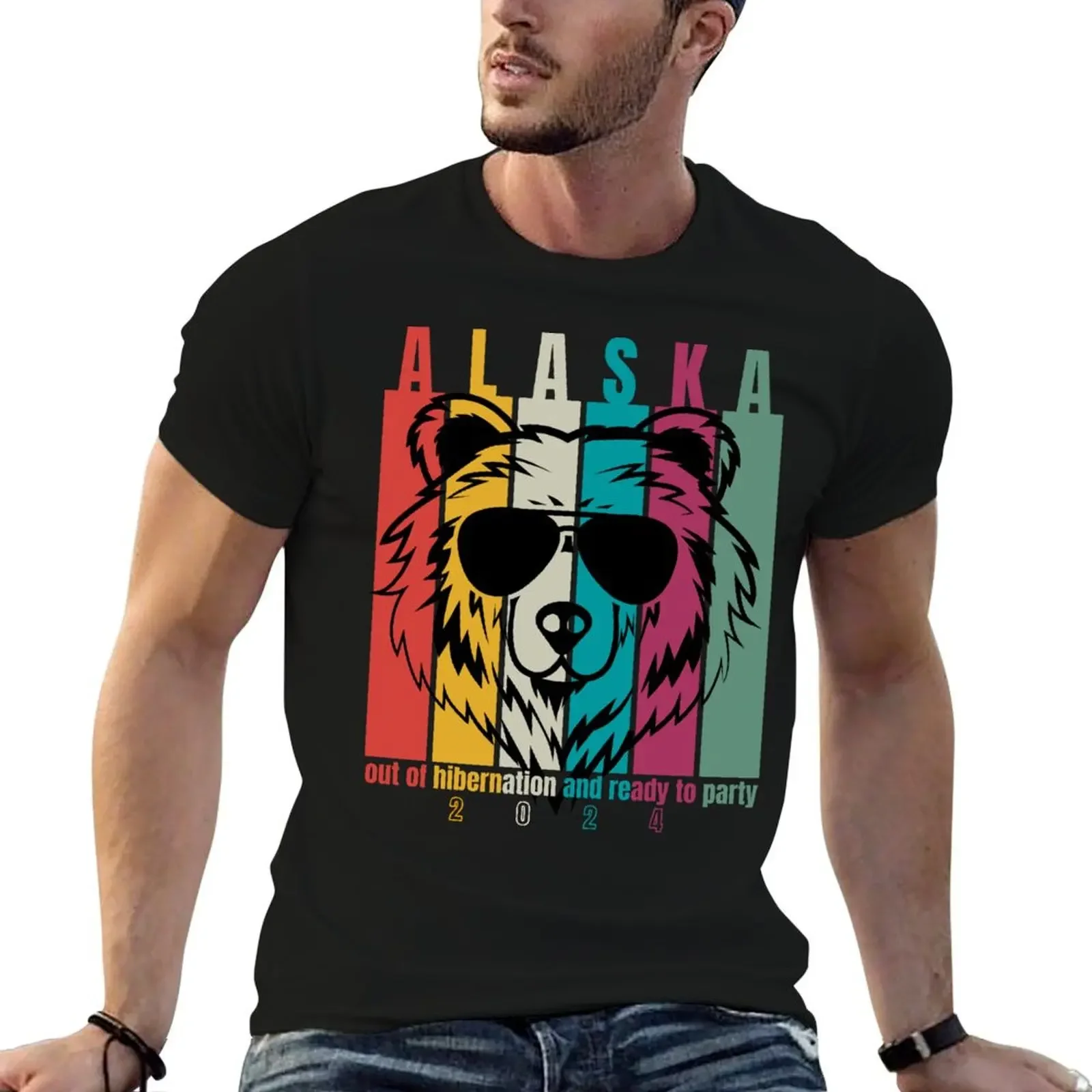 

Cool bear ready to party T-Shirt Aesthetic clothing plus size clothes funny meme t-shirts mens t shirts top quality