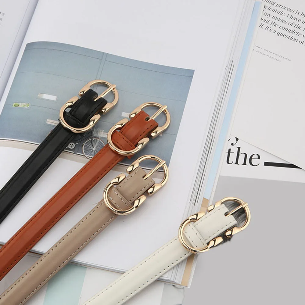 

Korean Simple Thin Belts For Women Ladies Leather Belt Metal Pin Buckle Retro Jeans Belt Designer Girdle Women Fashion Waistband