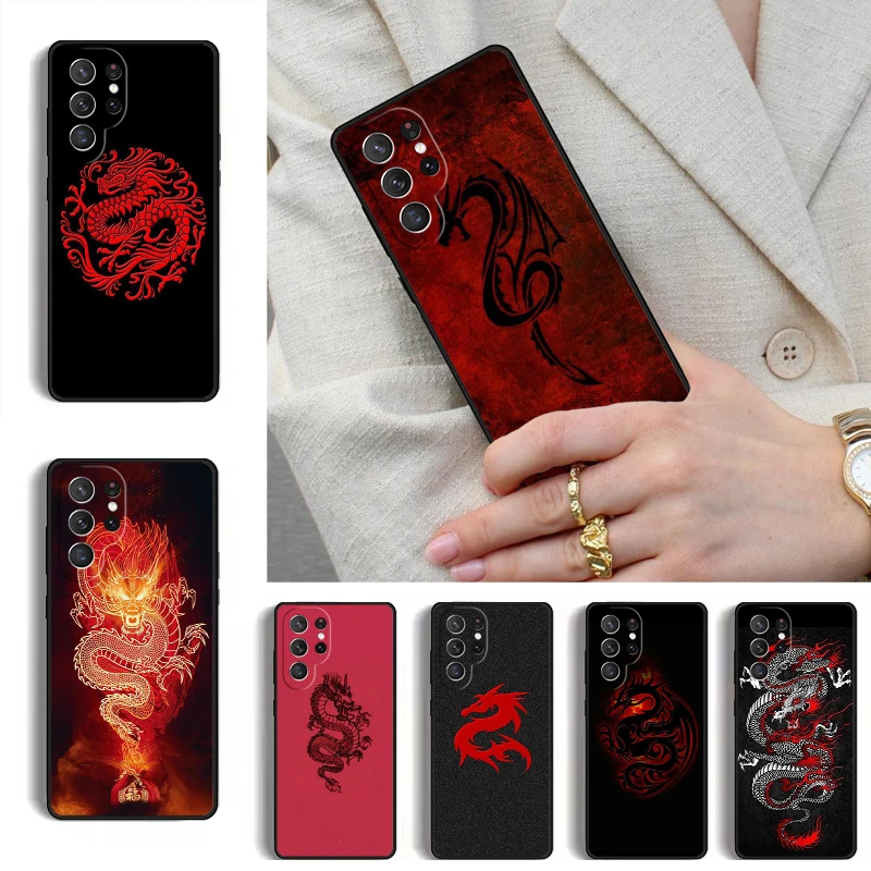 Red Dragon Phone Case for Samsung Galaxy S26 S25 Ultra S24 S23 S22 S21 Plus Note 10 Bumper Cover