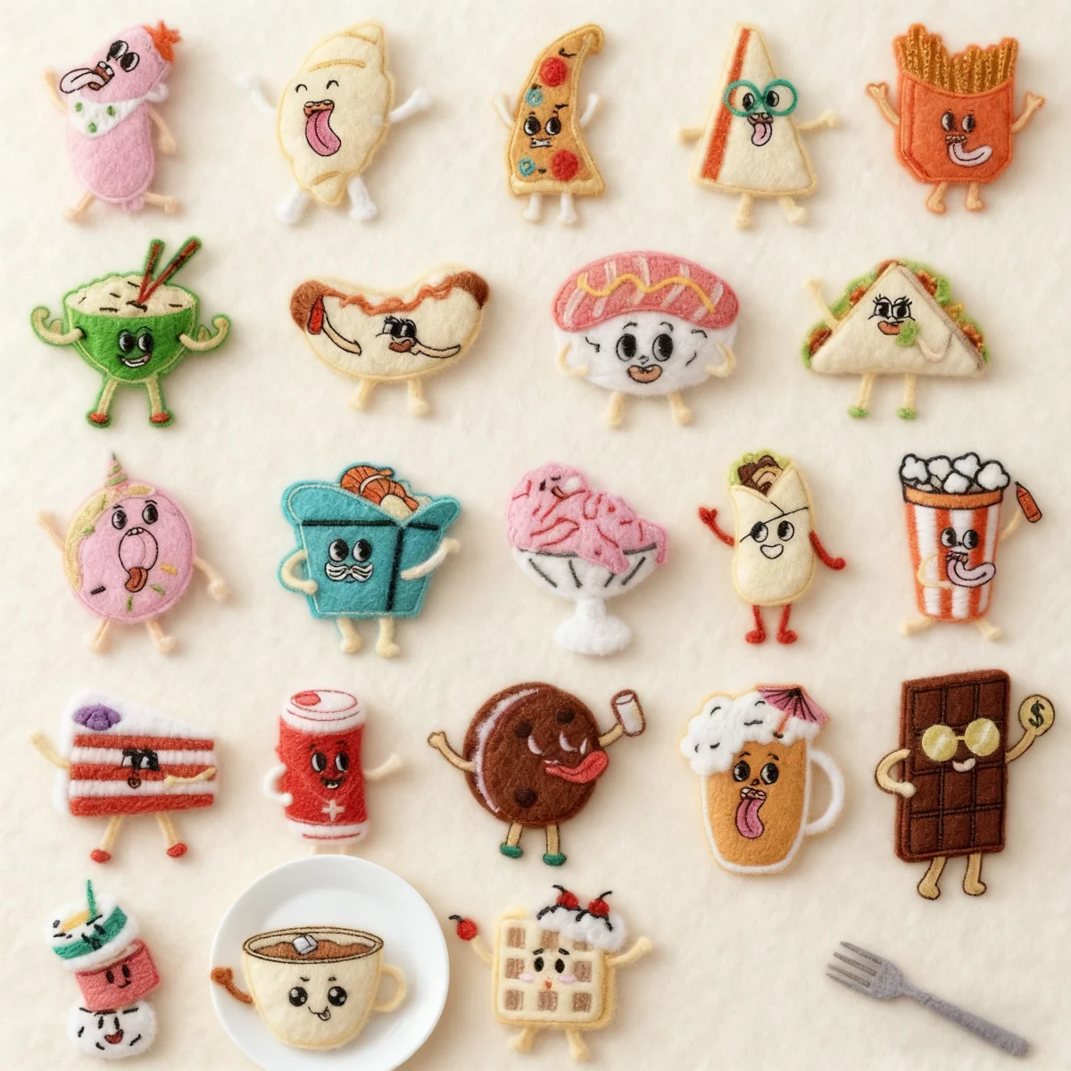 Cute Food Embroidery Patches for Clothing, DIY Sewing/Appliques Decor