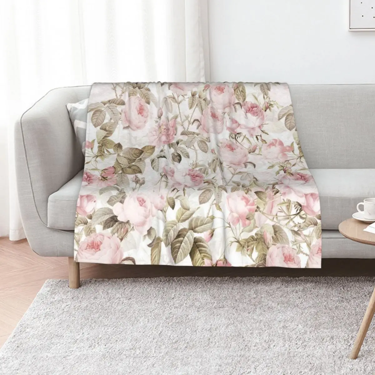 Sepia Old Vintage Roses on Pink Pattern Throw Blanket Winter beds Single Blankets For Bed manga Hair Blankets