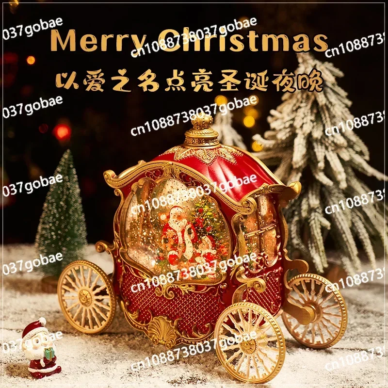 Christmas gift music box carriage old man falling snow music box crystal ball children's birthday gift girl gift