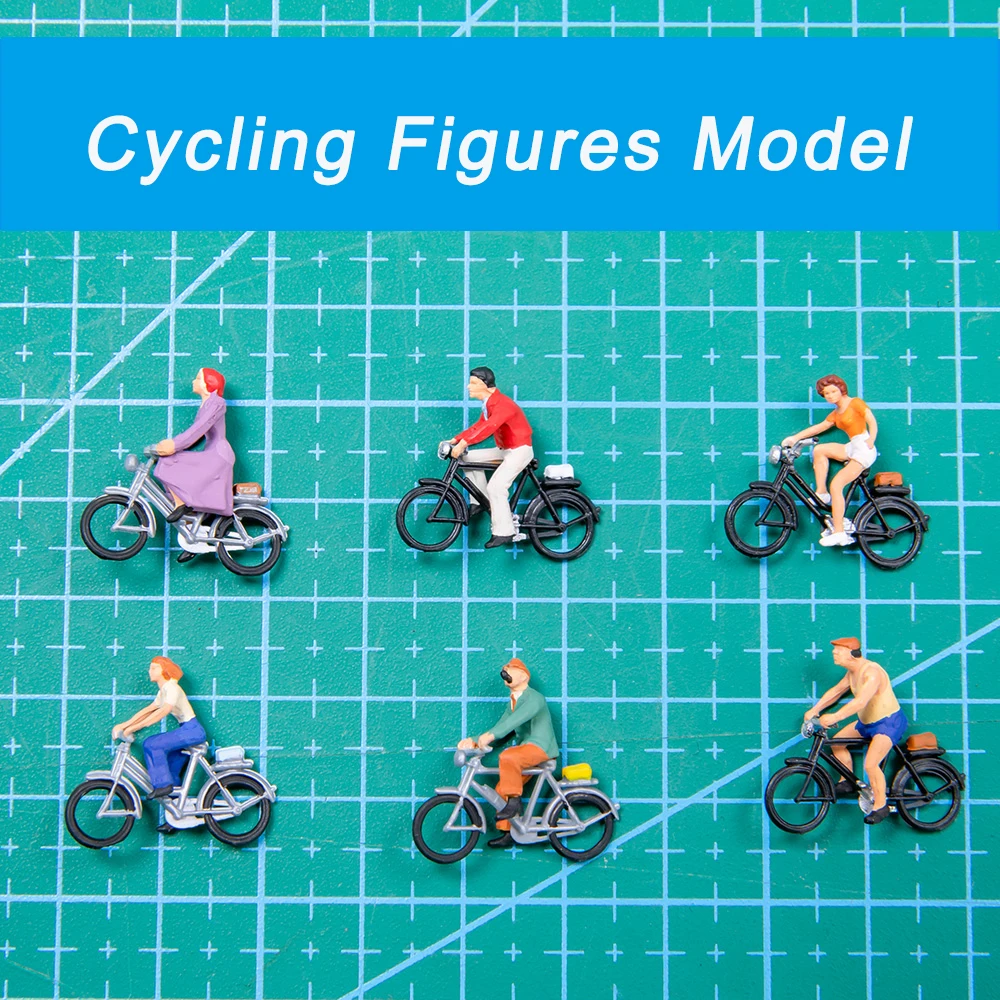 

6pcs/lot 1:87 HO Scale Cyclist Rider Model People 6 Different Poses Bicycle Motorcycle Figures for Collection/Gift/Diorama