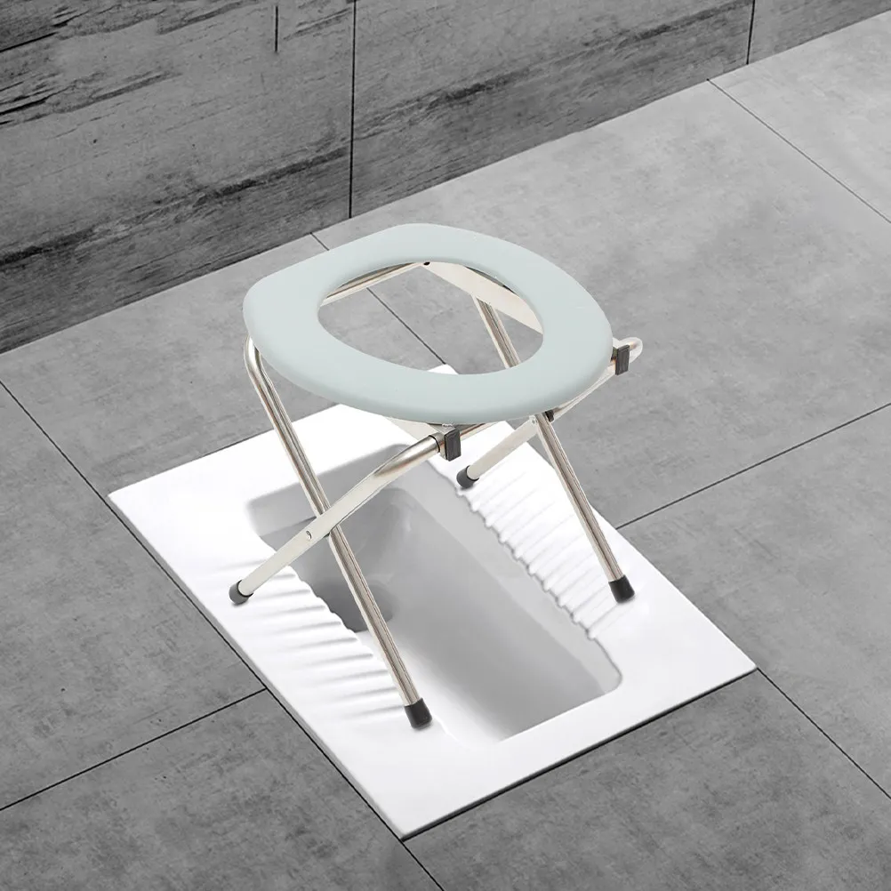 

2pcs Foldable Stool Elderly Pregnant Stainless Folding Toilet Chair Steel Portable Squatting Chair Commode Health Care