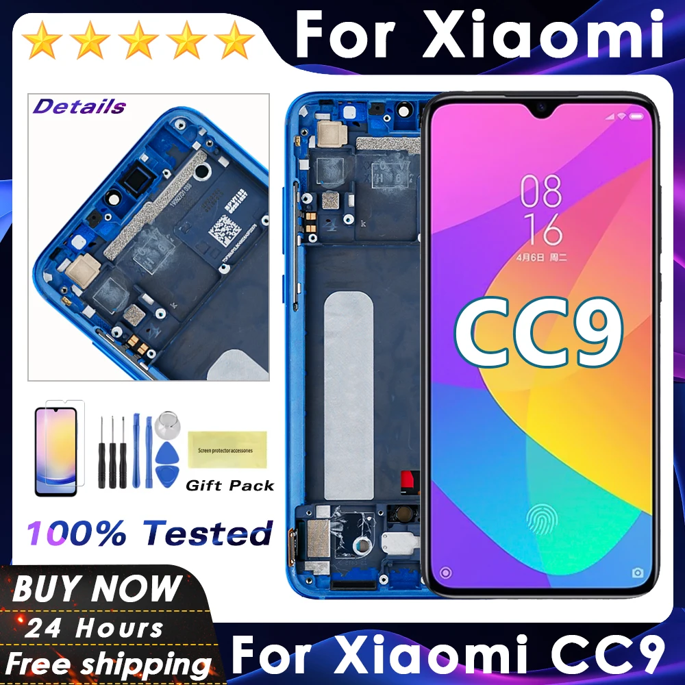 6.39'' CC9 Display Screen with Frame for Xiaomi Mi 9 lite M1904F3BG Lcd Display Touch Screen Digitizer Assembly Replacement