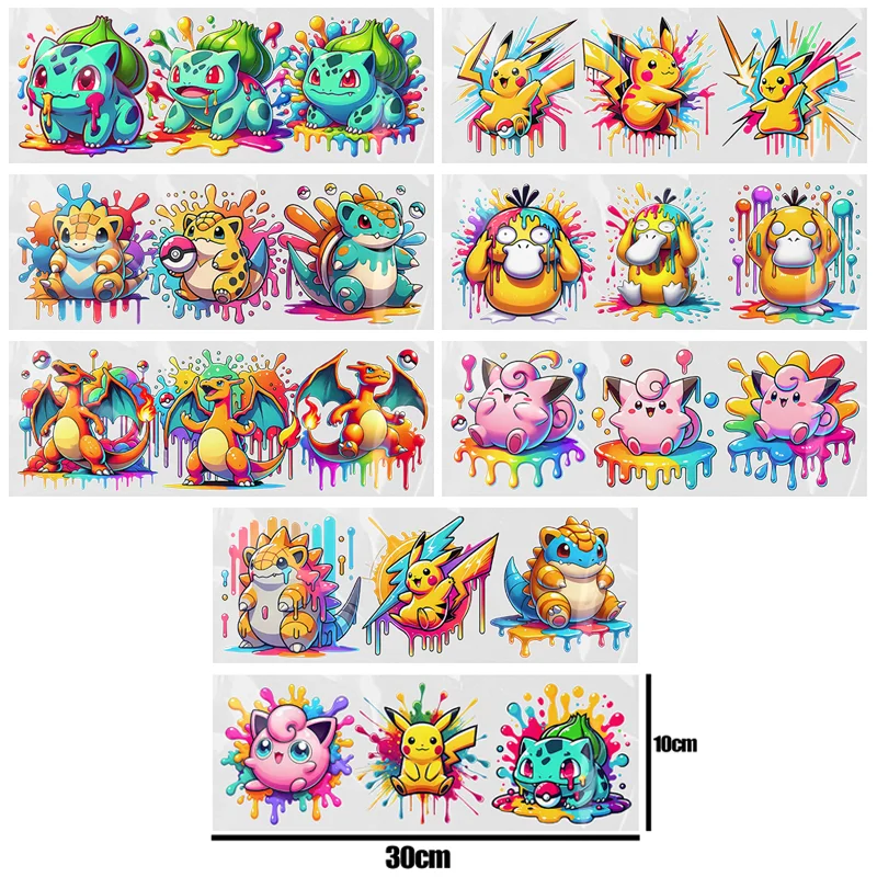 Anime For Poke Mon Transfer Sticker Cartoon Permanent UV DTF Sticker Waterdichte DIY Sticker  Pocket Monster Decoration Gift