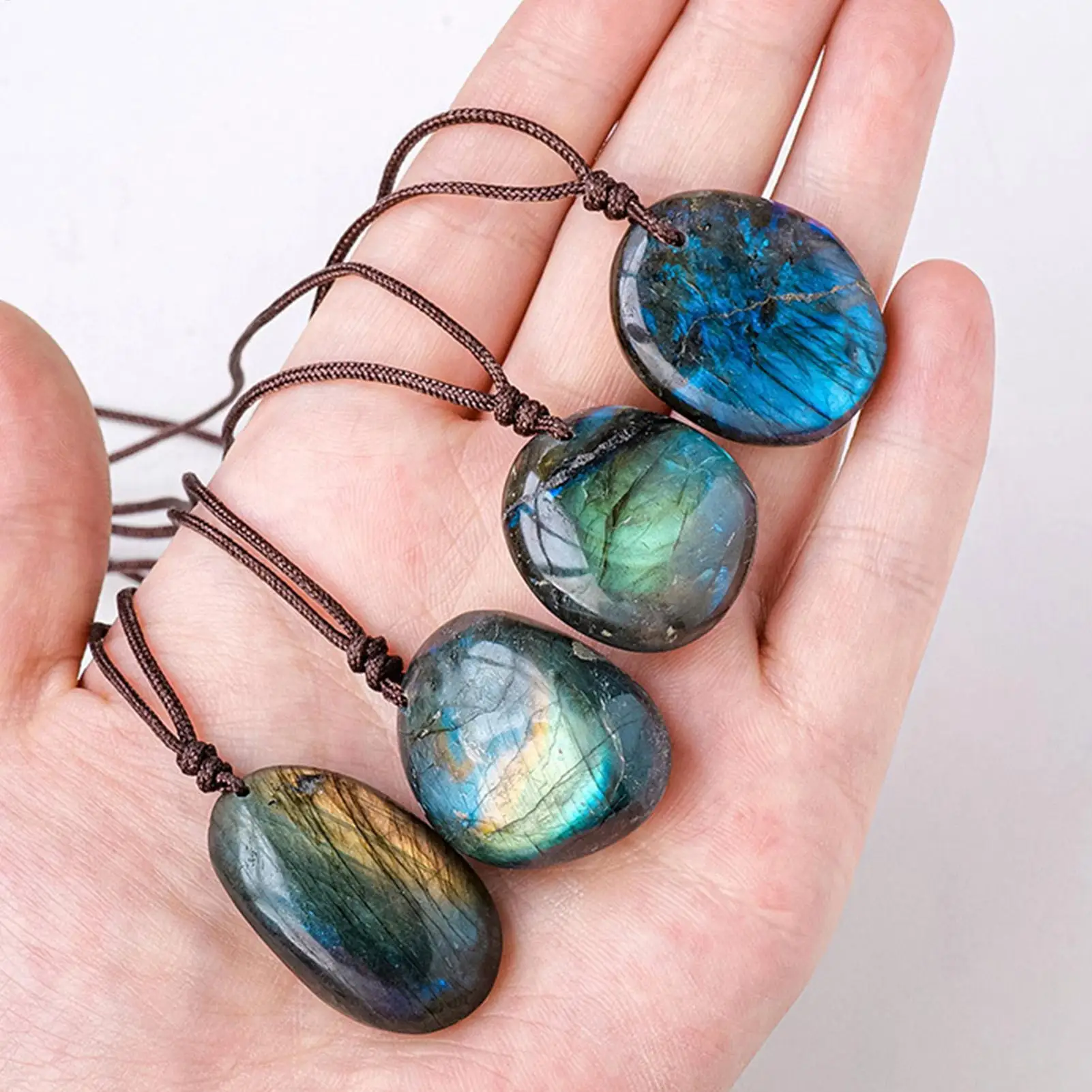 Labradorite Pendant Necklace for Women, Natural Stone Healing Jewelry with Silver Chain, Chakra Balancing Meditation Gift
