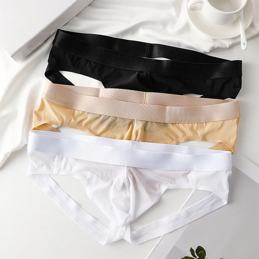 

Men Sexy Seamless Briefs Sports Bulge Pouch Butt-lifting Double Thongs Underwear Mesh Elastic Thread Skin Friendly Lingerie