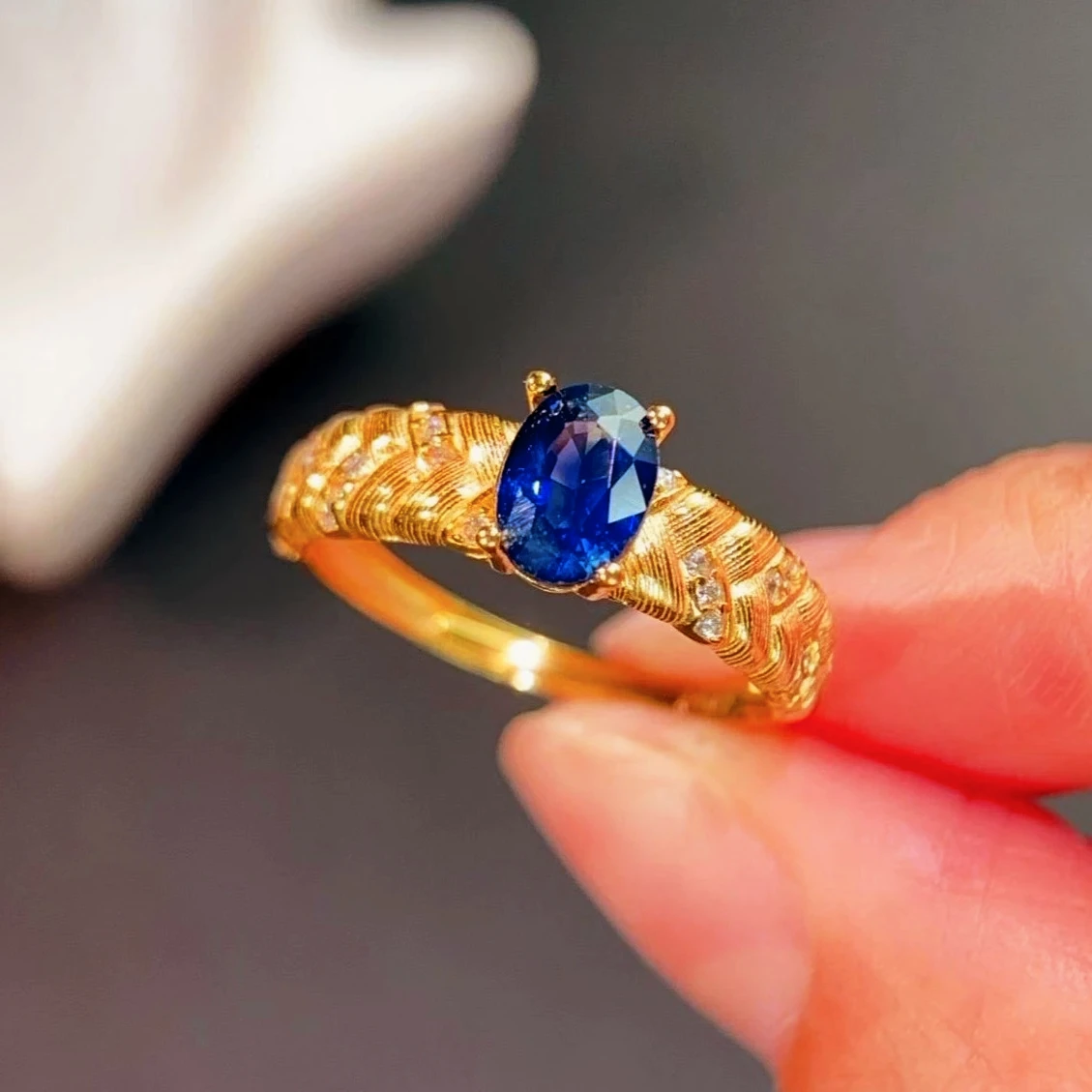Genuine Natural Sapphire Ring with Jewelry Certificate 5mmx7mm 0.7ct Royal Blue Sapphire 925 Silver Ring Gift for Women