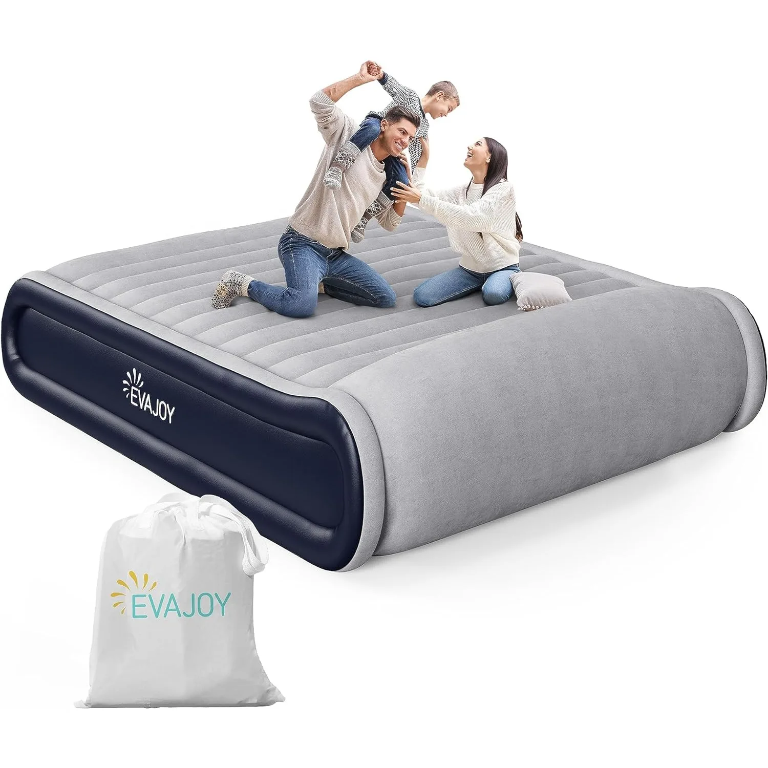 

Evajoy Air Mattress with Built-in Pump, Inflatable Air Mattress with Integrated Pillow, Fast Inflation/Deflation, Airbed