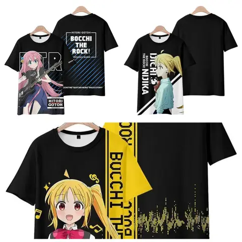 2025 여름 뜨거운 애니메이션 만화 티셔츠 Bocchi The Rock 3D 인쇄 스트리트웨어 남성과 여성 패션 티셔츠 탑 통기성