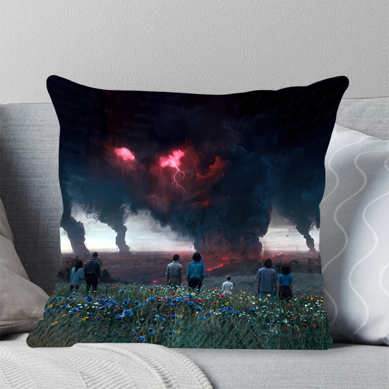 Square pillow home bedroom pillow cover sofa living room pillowcase office leisure cushion Stranger Things Fashion Home Decor