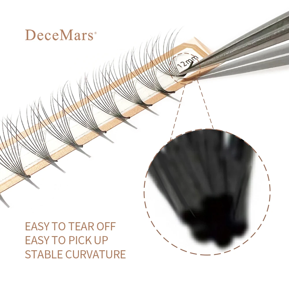 DeceMars New Pre-made Fan Eyelash CD Curl, 0.05mm (12 Lines/Tray)