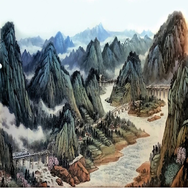 Chinese Style Mural Custom Wallpaper 3D Hand-painted Ink Mountain Village Landscape Background Home Interior Decor Wall Papers
