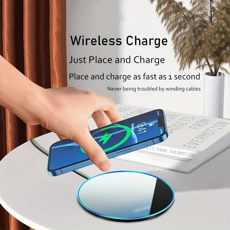 30W Wireless Charger For iPhone 15 14 13 12 11 Pro XS Max X 8 Ultra Slim Induction Fast Charging Pad For Samsung S23 S22 S21 S20