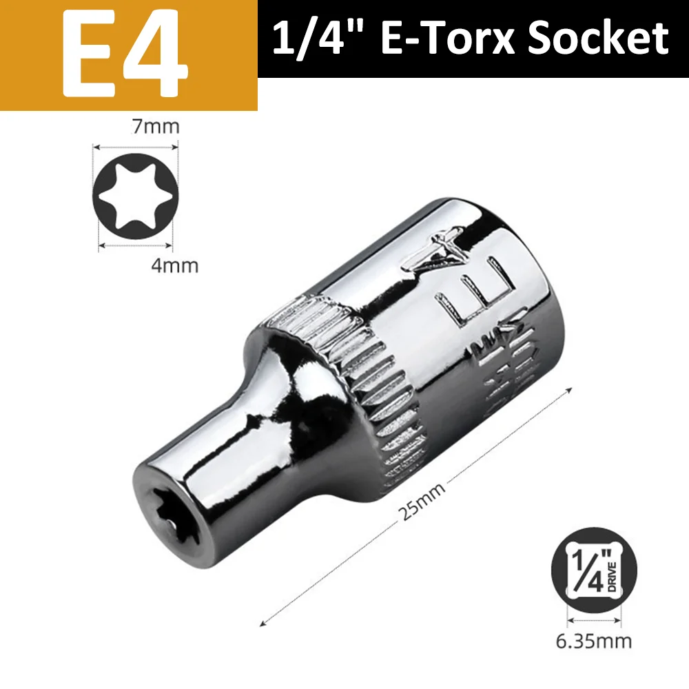 1/4-Zoll-Ratschensteckschlüsselsatz Drehmomentschlüssel Torx-Stern-Steckschlüsseladapter E-Steckschlüssel-Adapter Handwerkzeuge E4 E5 E6 E7 E8 E10 – Detail 4