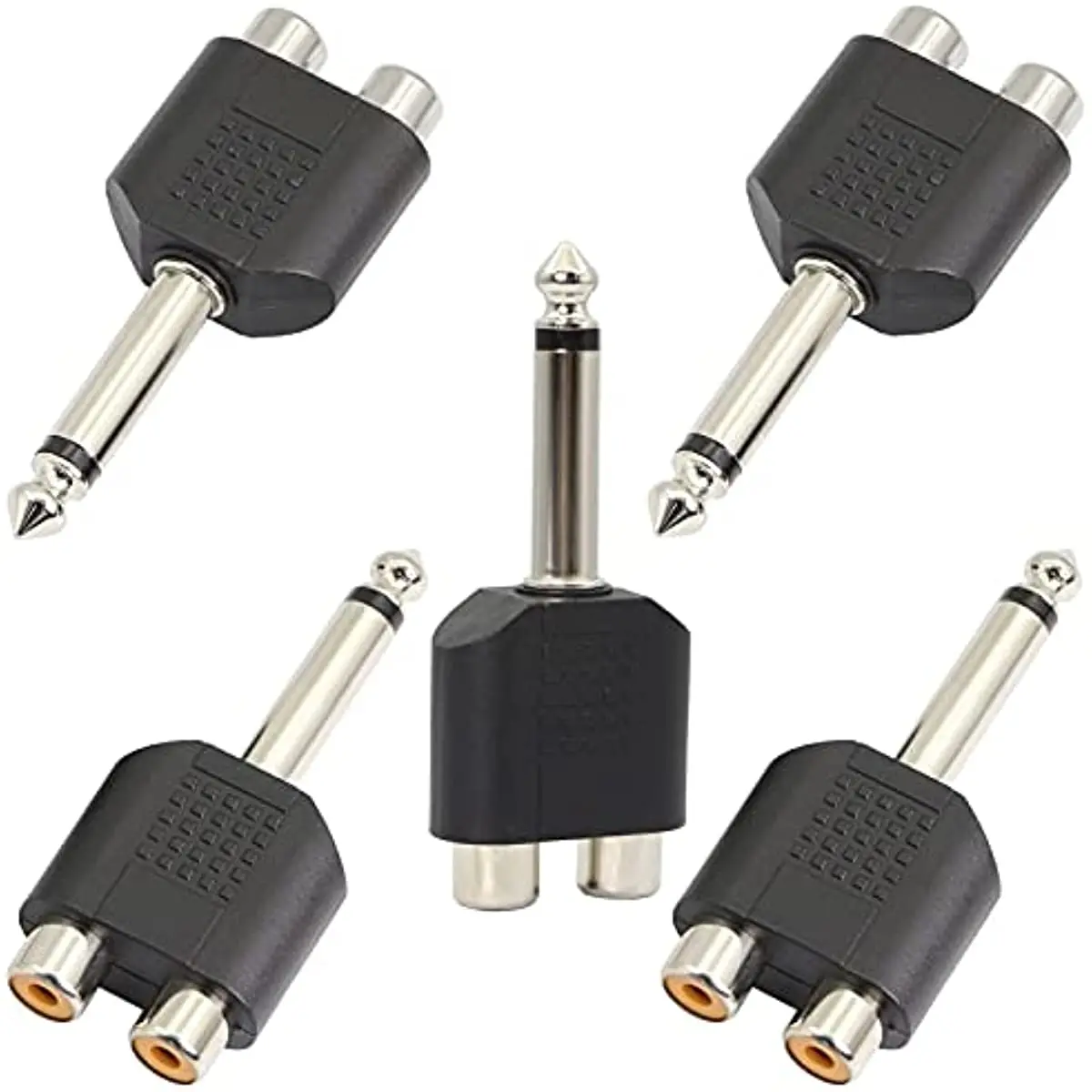 Nku 6.5 6.35mm TS Mono 1/4 Inch Male Plug to Dual RCA Female Jack Y Splitter Audio Adapter Converter for KTV Speaker Sound