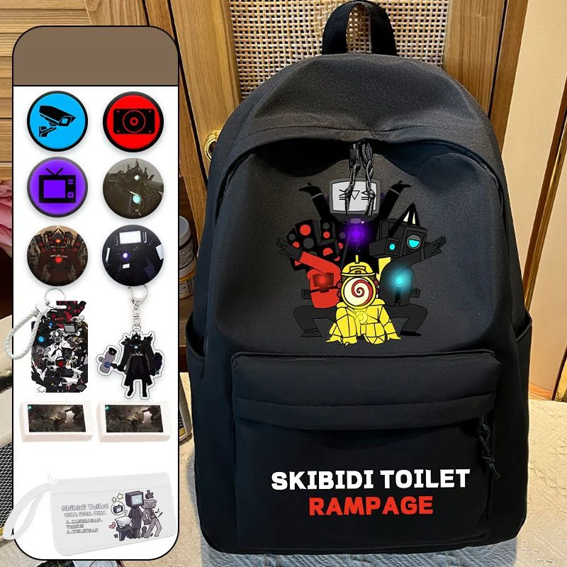 

Black White, Skibidi Toilet, Student Kids Teens School Bags, Large Capacity Mochilas Anime Backpacks for Girls Boys Gift