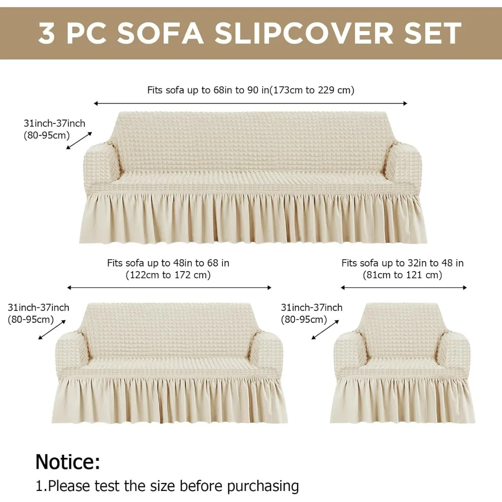 مجموعة أغطية أريكة متينة عالية المرونة لوسائد الأريكة، أغطية أثاث قابلة للغسل مع تنورة للأرائك #2