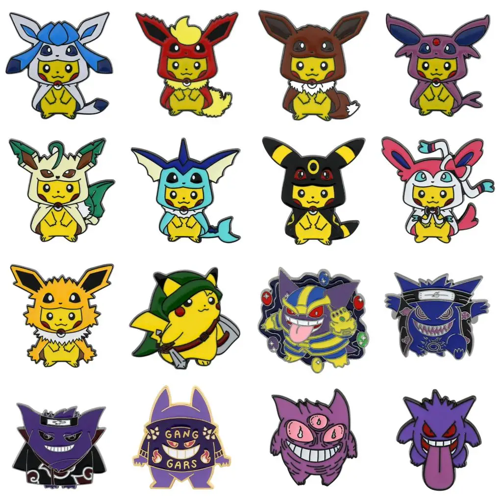 Anime Pokemon Pikachu Gengar Brooches for Clothing Lapel Pins for Backpacks Enamel Pin Badges Jewelry Collection Gift Wholesale