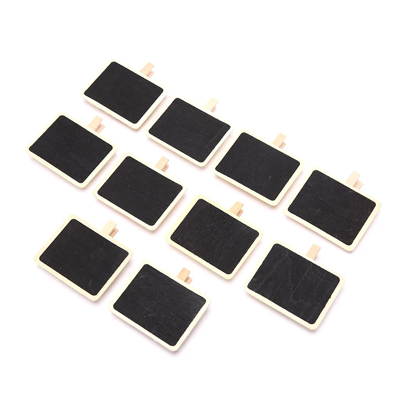 【New】10Pcs Mini Wooden Blackboard Clip Message Note Board Home Store Decoration