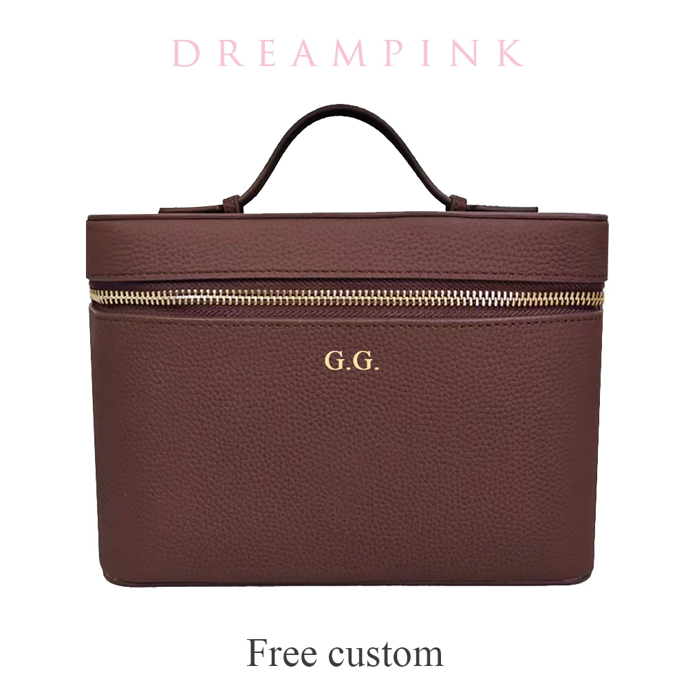 Custom Name Cosmetic Bag For Women Large Capacity Toiletry Kit Case Bag Travel Portable Handheld Leather Makeup Organizer Box