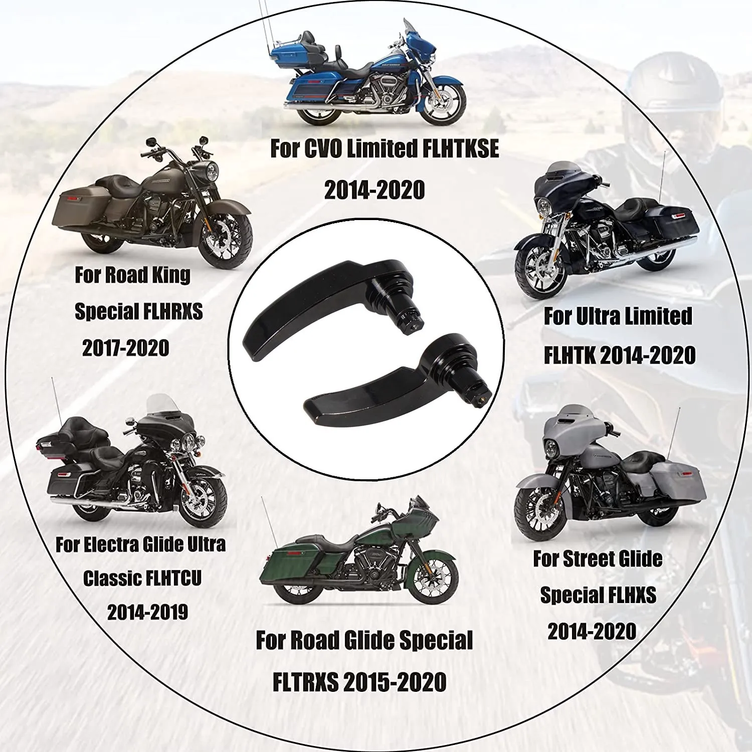Wysokiej jakości 2 szt. Czarny zestaw zatrzasków do torby podsiodłowej motocykl dla Harley Davidson Electra Glide, przemieszczanie się po ulicy, Road King 14-21 aluminium — zdjęcie 4