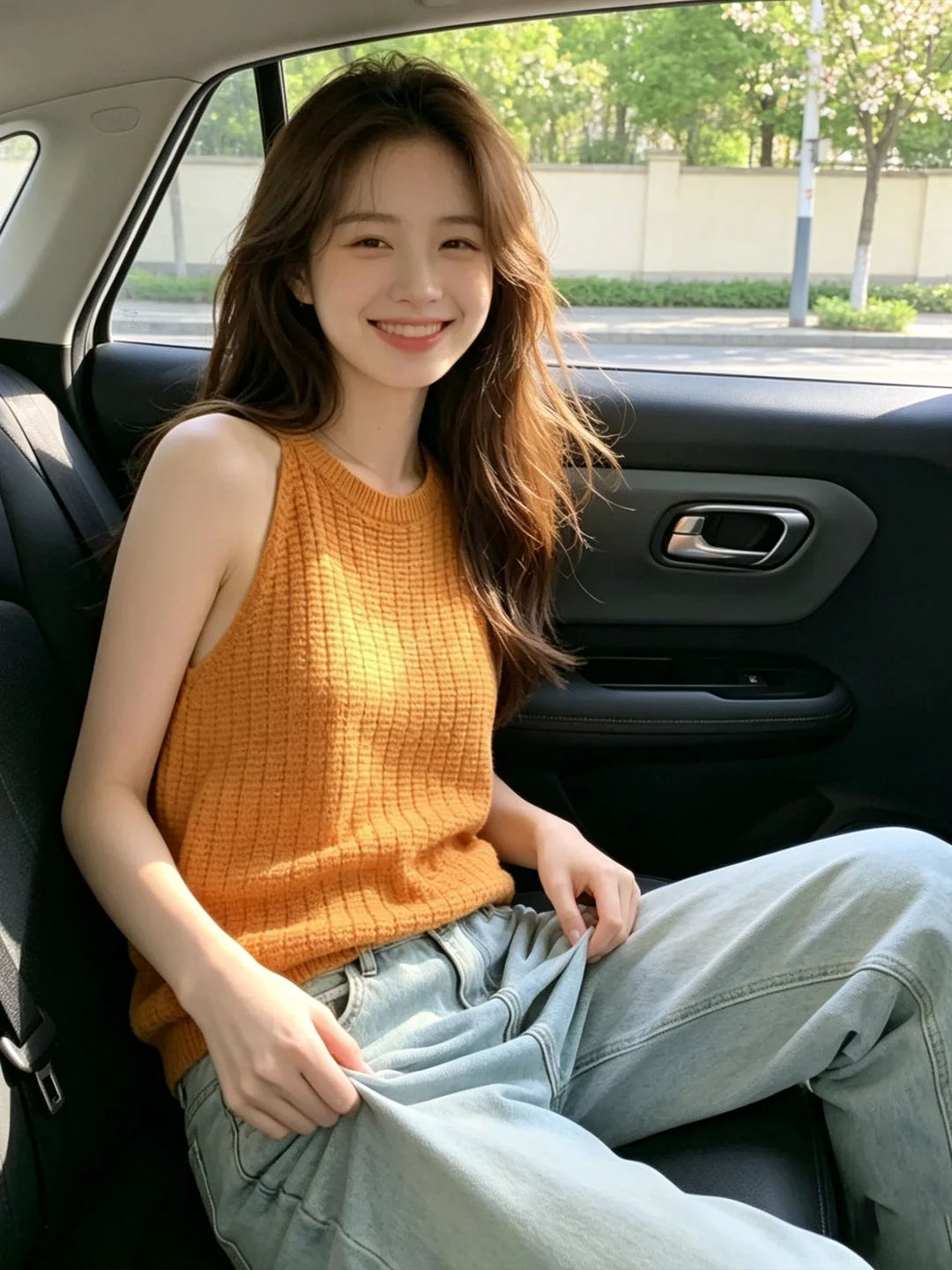 Dopamine Orange Knitted Sleeveless Vest Women's Summer 2026 New Style Slim Fit Hanging Neck Top Casual Single Piece