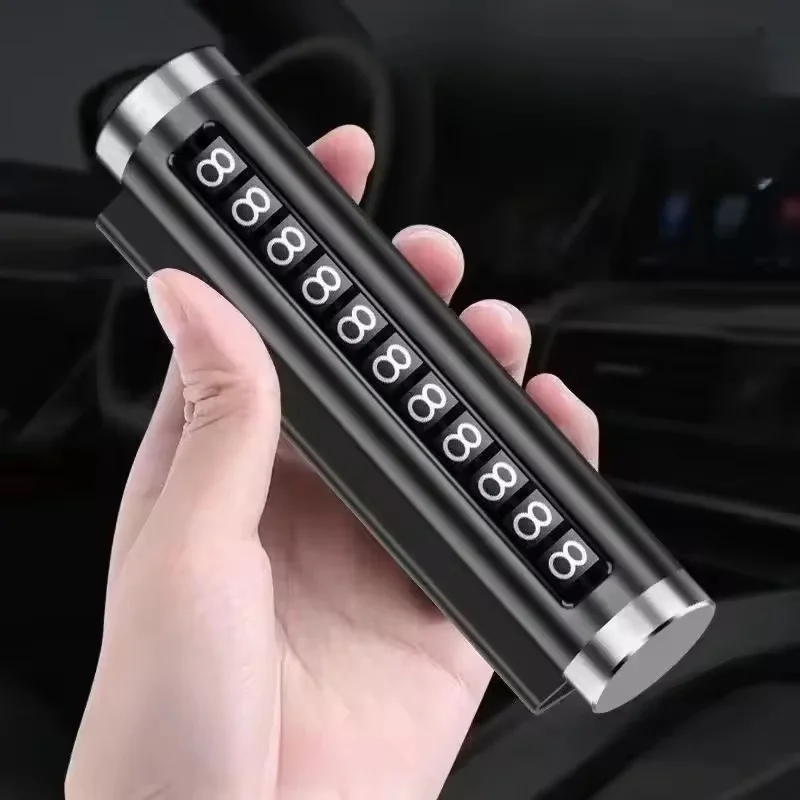 Universal Metal Car Temporary Parking Card Rotate Phone Number Plate Aluminum Stickers Park Stop In Car-styling Auto Accessories