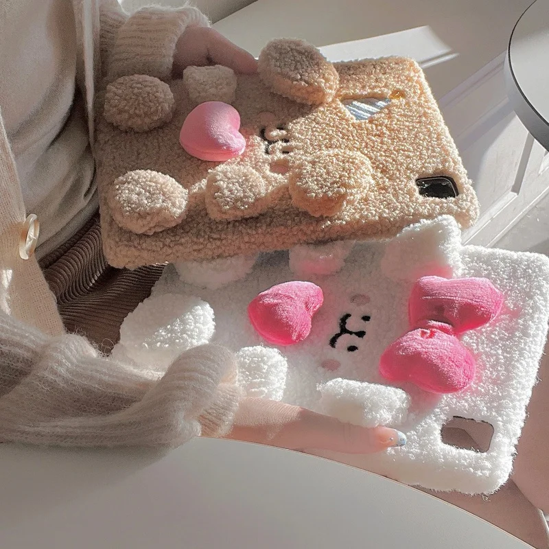 Cartoon plush Tablet Pad Case For ipad Pro11 Air4/5/6/7/8 10.9 10.5 10.2 9.7 12.9 Inch autumn winter protective case