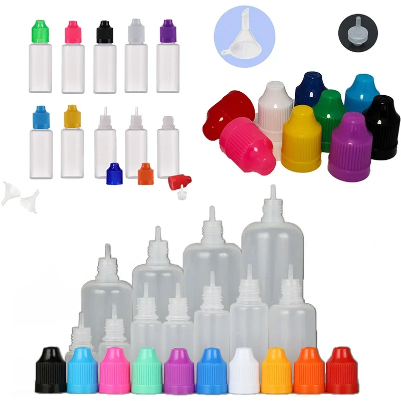 50PCS 3ml-120ml Empty LDPE Plastic Squeezable Dropper Bottle Long Thin Tip Liquid Fill Containers Eye Dropping Refillable Bottle