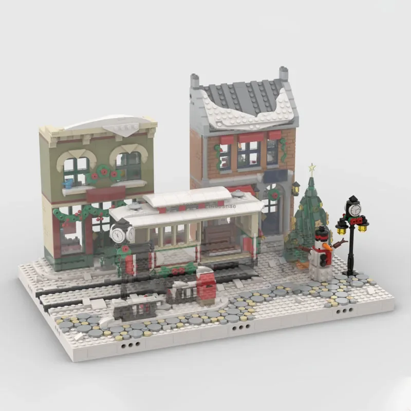 new Moc Winter Village - Display for Set Model DIY Building Blocks Bricks Toys for Kids Gifts Christmas Decorations