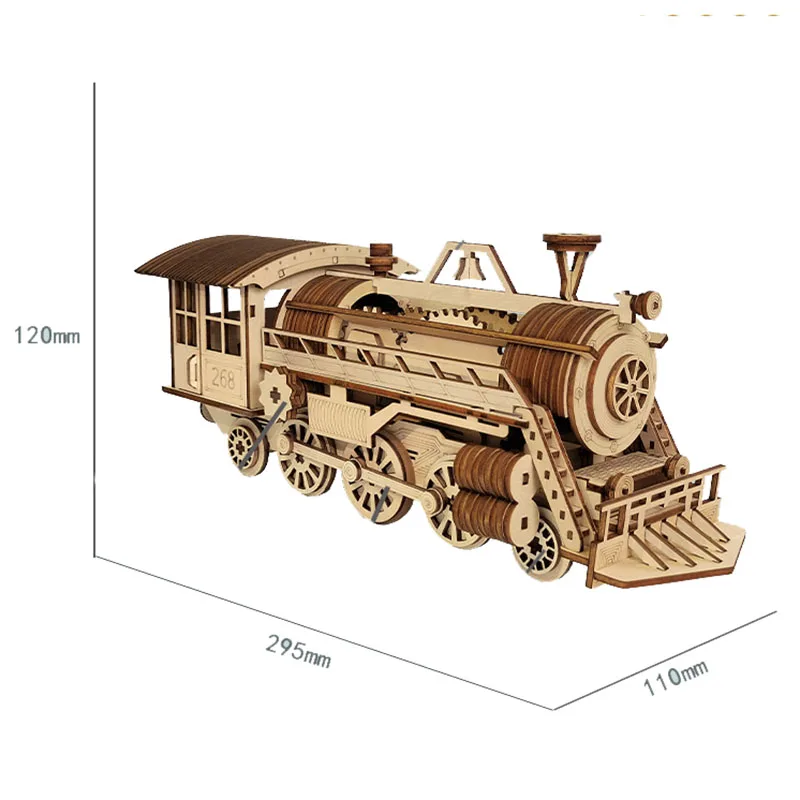 Unfinished 3D Wooden Puzzle Train Kids Craft DIY Toys Christmas Birthday Gift