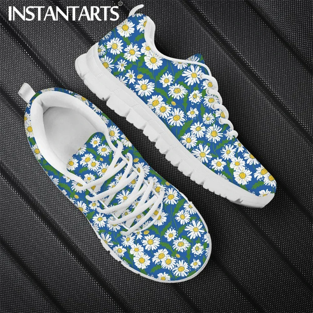 Sepatu kets lembut hangat untuk wanita, sepatu Sneakers datar berpola bunga aster kecil musim gugur motif syal vulkanisir, sepatu renda untuk wanita