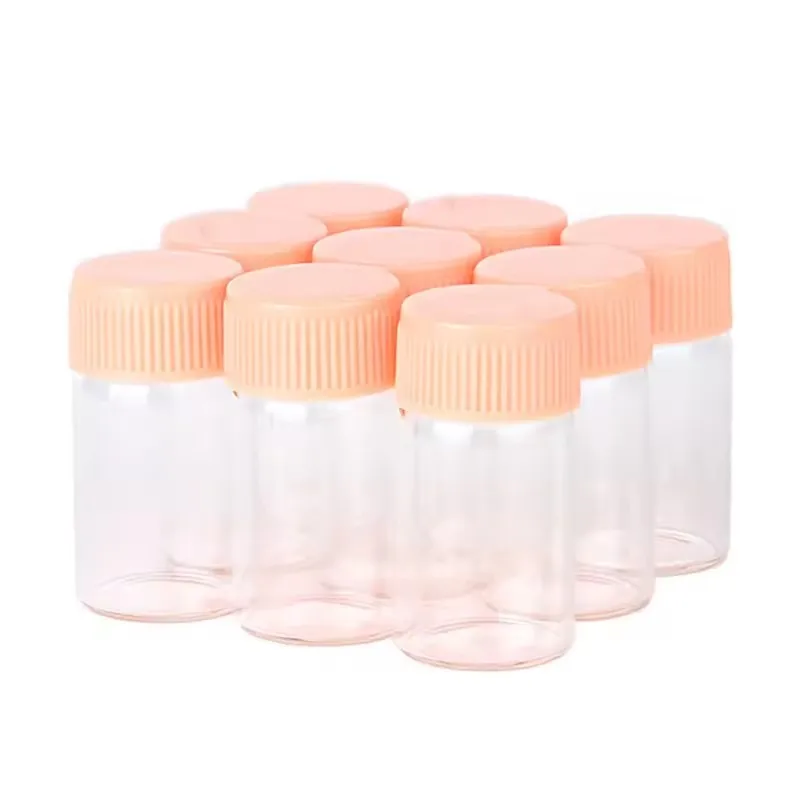 600pcs Dia 22mm Transparent Glass perfume Spice Bottles with White/Black/Pink Plastic Screw Cap Tiny Jar Vials DIY Craft