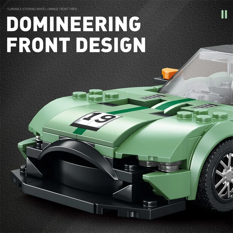 316 قطعة سيارة رياضية خضراء اللبنات 1:24 مقياس نموذج سيارة تجميع الطوب لعبة الديكور الإبداعي هدايا عيد الأطفال