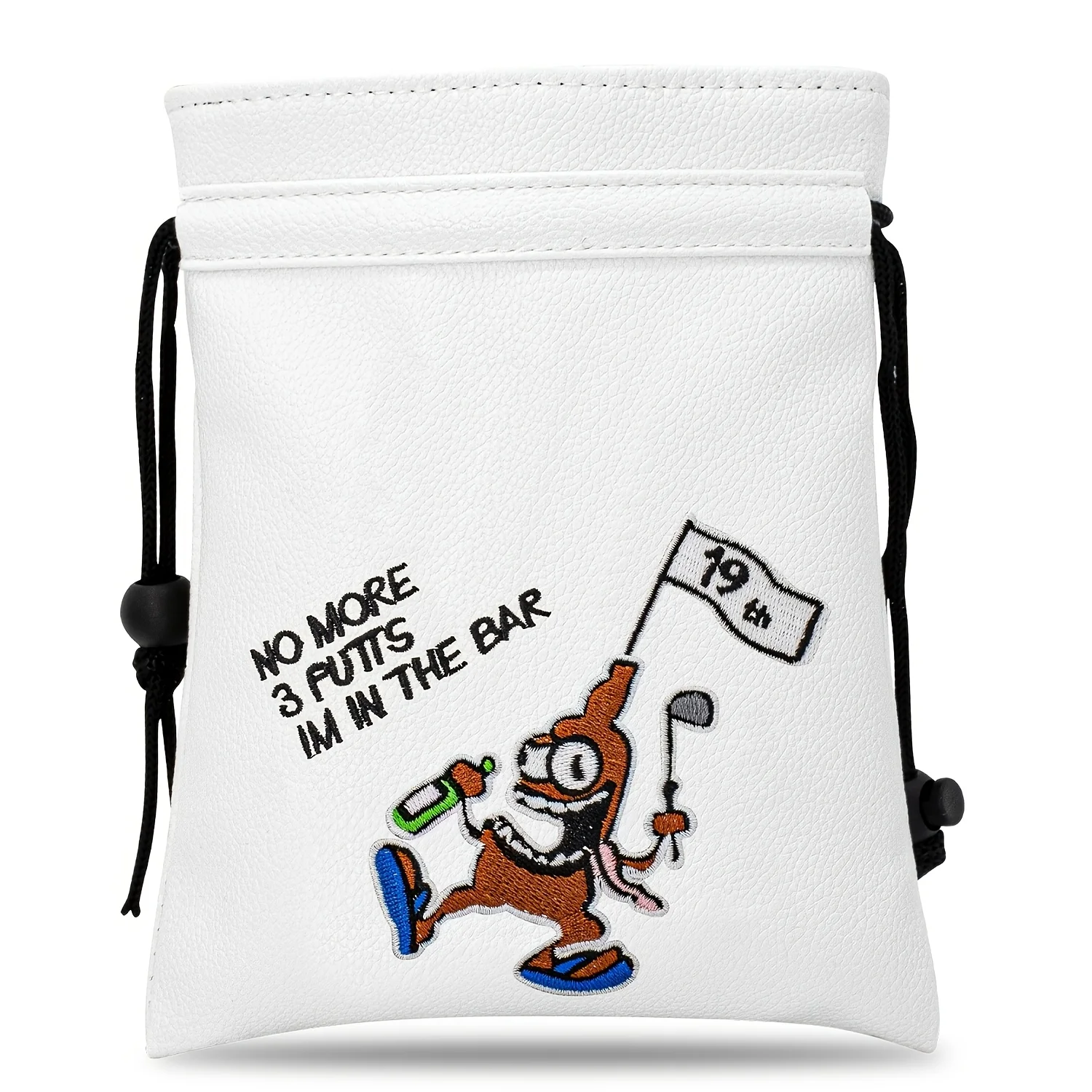 1pc Pirate Pattern Golf Drawstring Storage Pouch, Durable PU Material, Portable for Storing Golf Balls, Versatile Unisex Golf