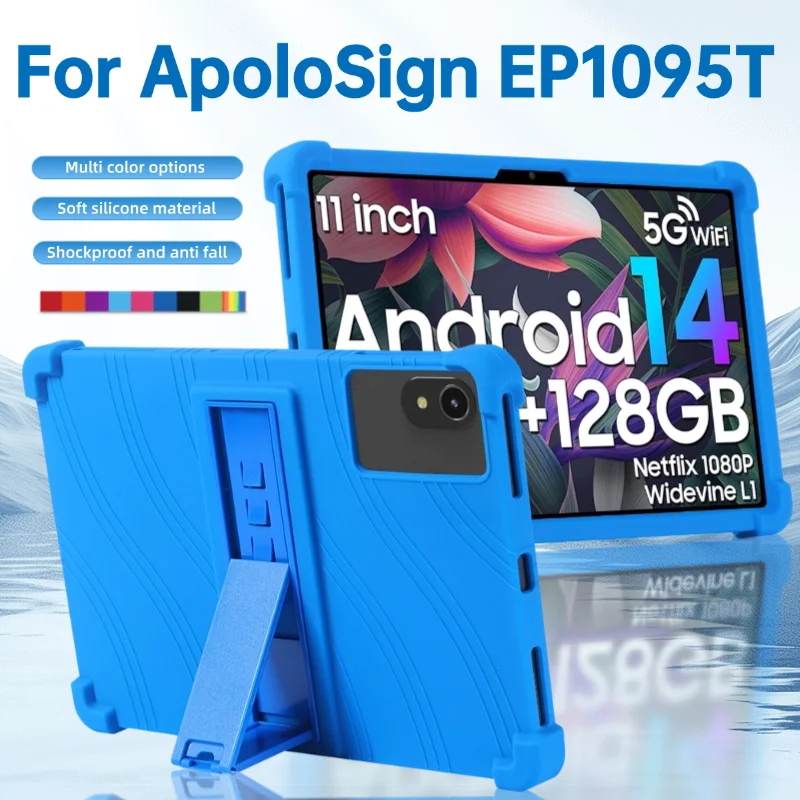 For ApoloSign EP1095T 11 inch Tablet protective cover, Kids Friendly Soft Silicone Adjustable Stand Cover  protective sleeve